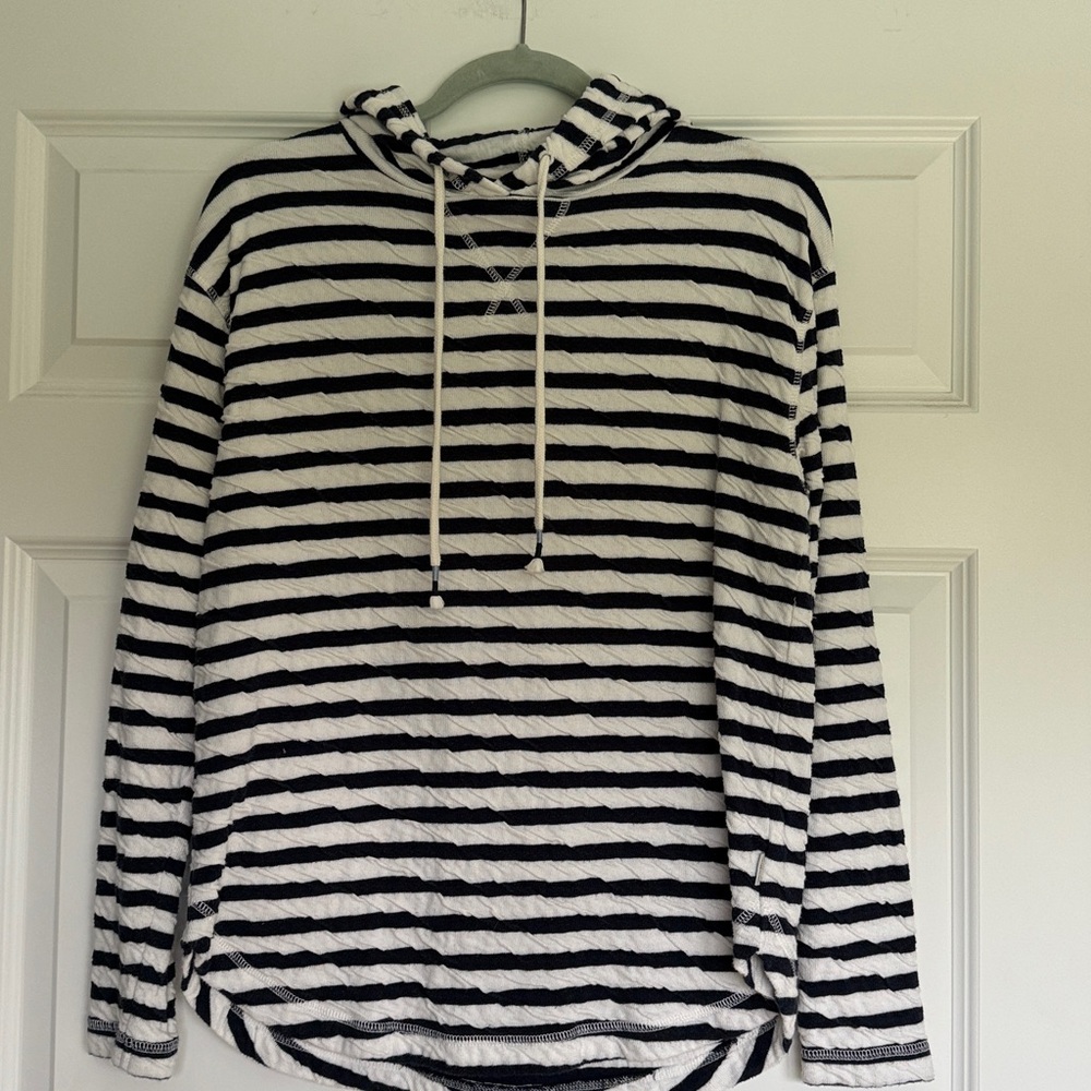 Eddie Bauer Navy and White Striped Hoodie